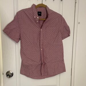 Burton Men's Short Sleeve Shirt in Maroon with Dotted Pattern